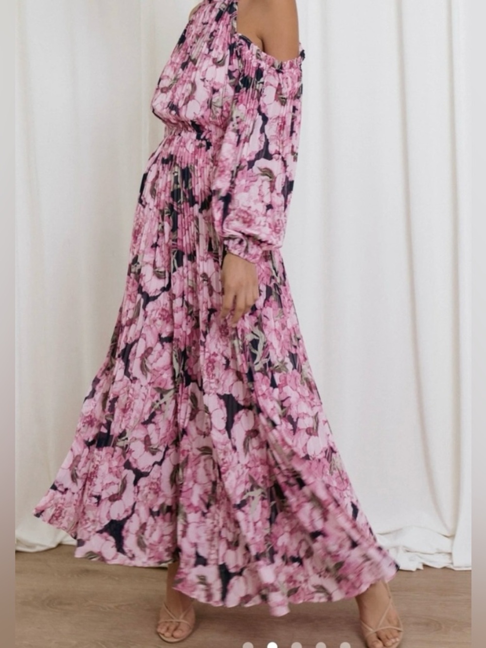 Petal & Pup Pink Floral Cold-Shoulder Maxi Dress - Picture 3 of 9